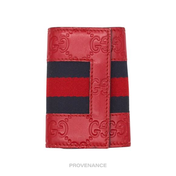 🔴 Gucci GG Web 6 Key Holder - Red Guccissima Leather - Picture 3 of 10